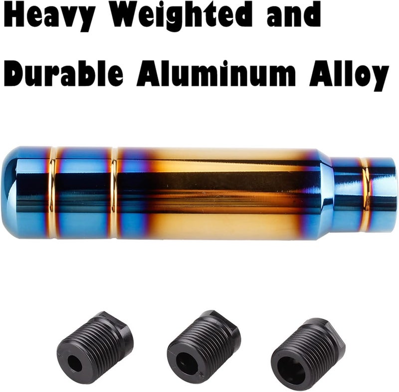 BARTOO Aluminum Alloy Heavy Weighted Shifter Knob, 5" Auto Gear Shift Knob, Car Gear Lever Stick Shifter Handle,with 3 Threaded Adapters M8 M10 M12,Fit Most Automatic Manual Vehicle(Gold Plated) - Image 2